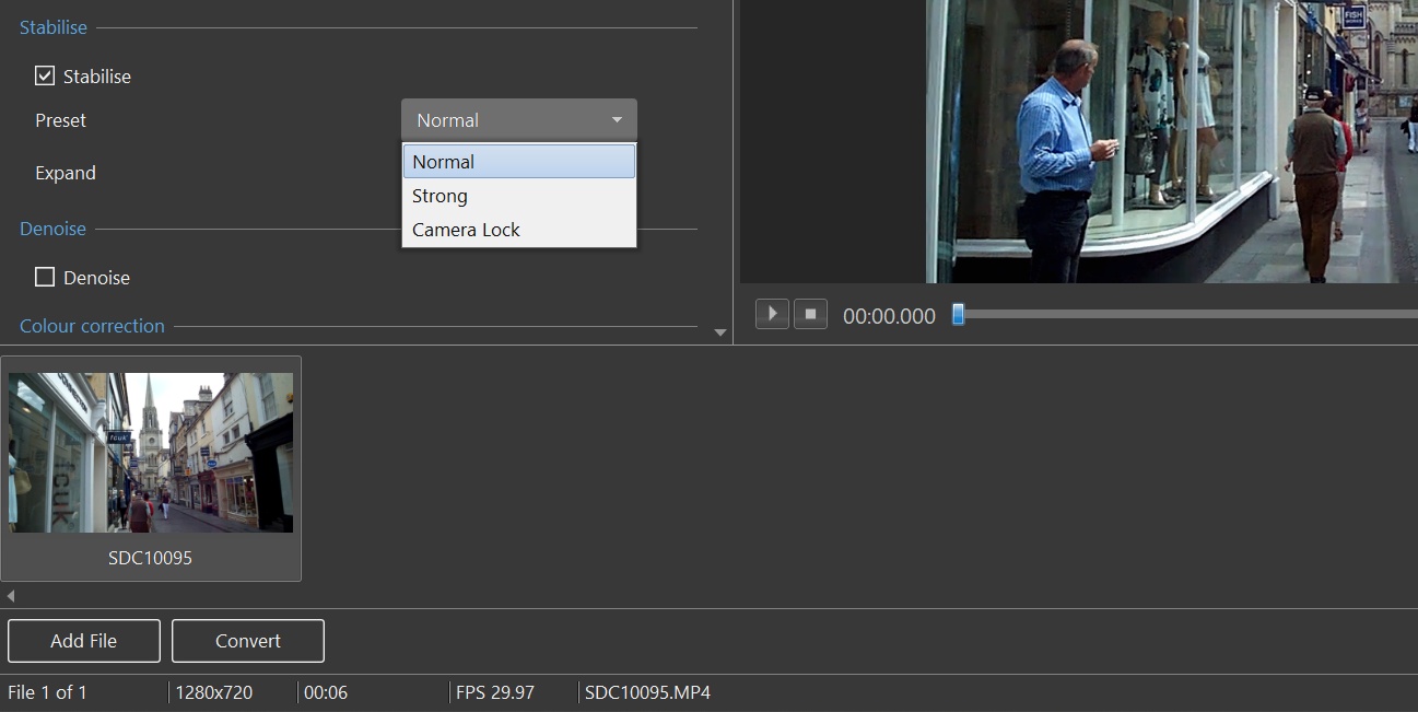 Video stabilization options