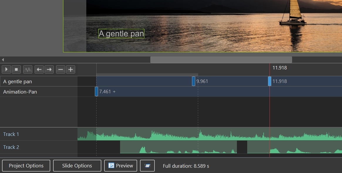 Forme d’onda audio nell’editor Oggetti e animazione